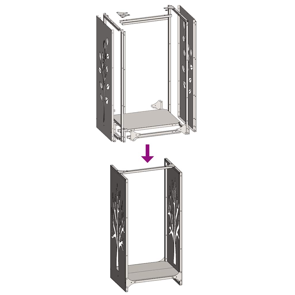 Firewood Rack Black 40x30x80 cm Cold-rolled steel