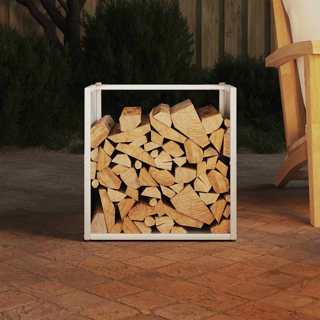 Firewood Rack White 40x40x40 cm Cold-rolled steel
