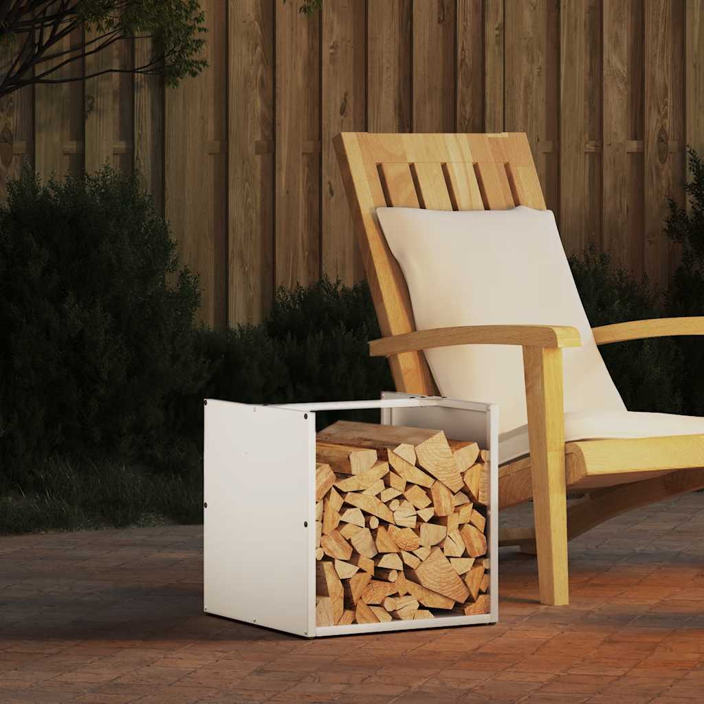 Firewood Rack White 40x40x40 cm Cold-rolled steel