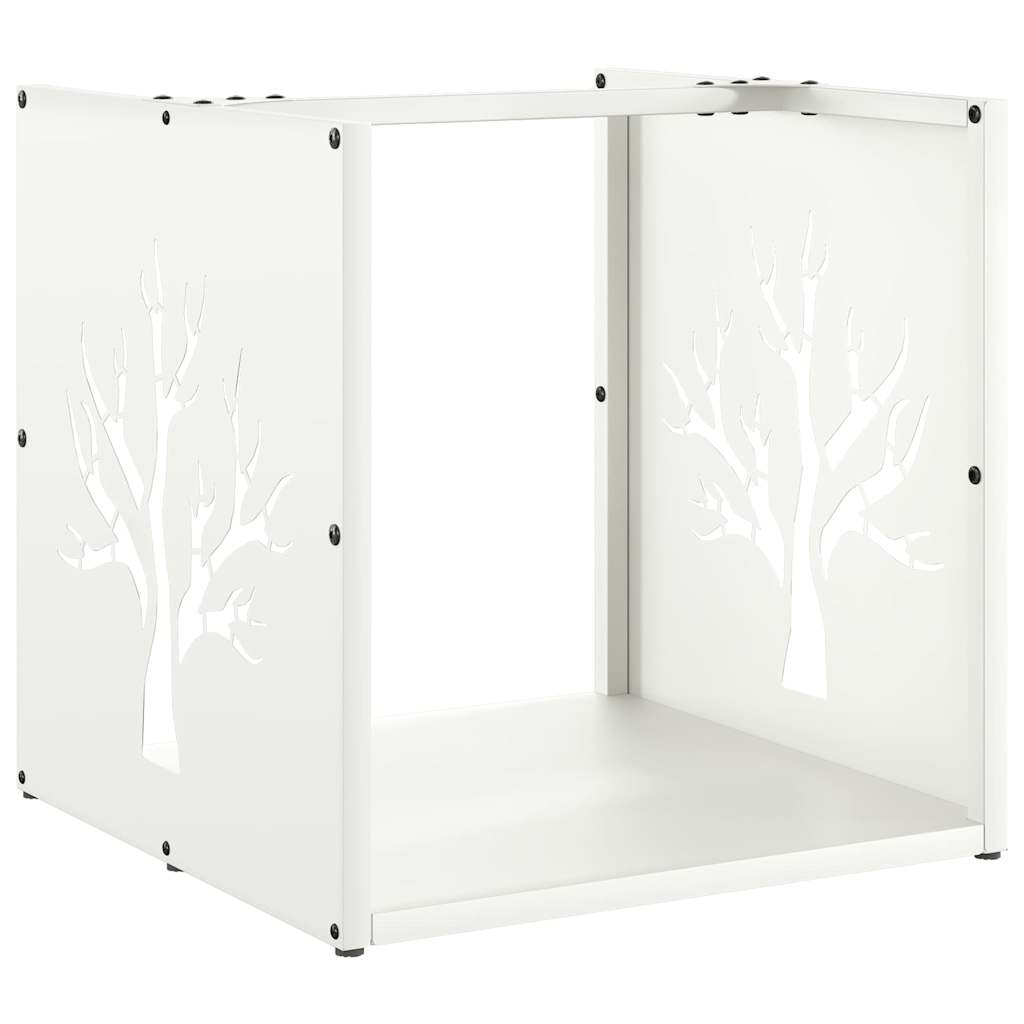 Firewood Rack White 40x40x40 cm Cold-rolled steel