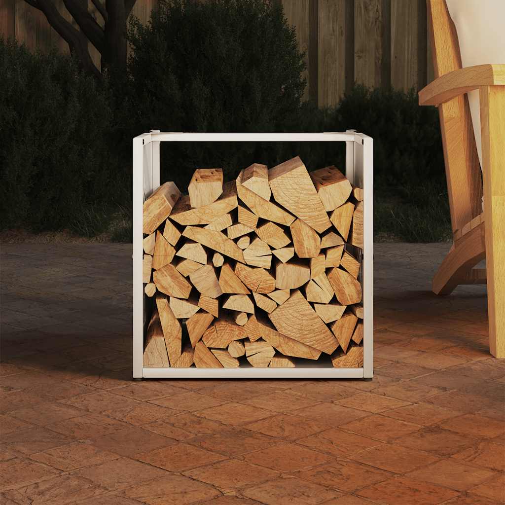 Firewood Rack White 40x40x40 cm Cold-rolled steel