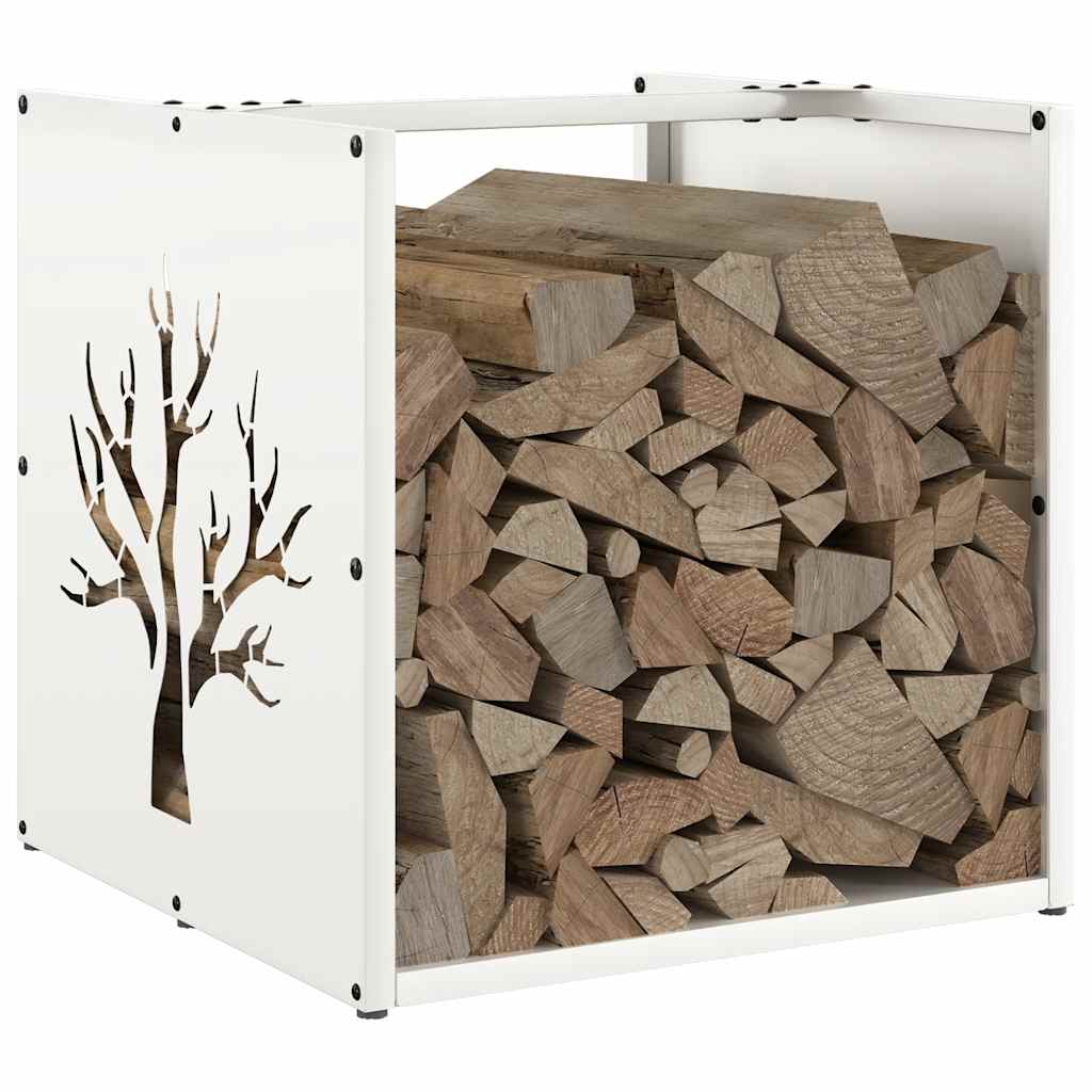 Firewood Rack White 40x40x40 cm Cold-rolled steel