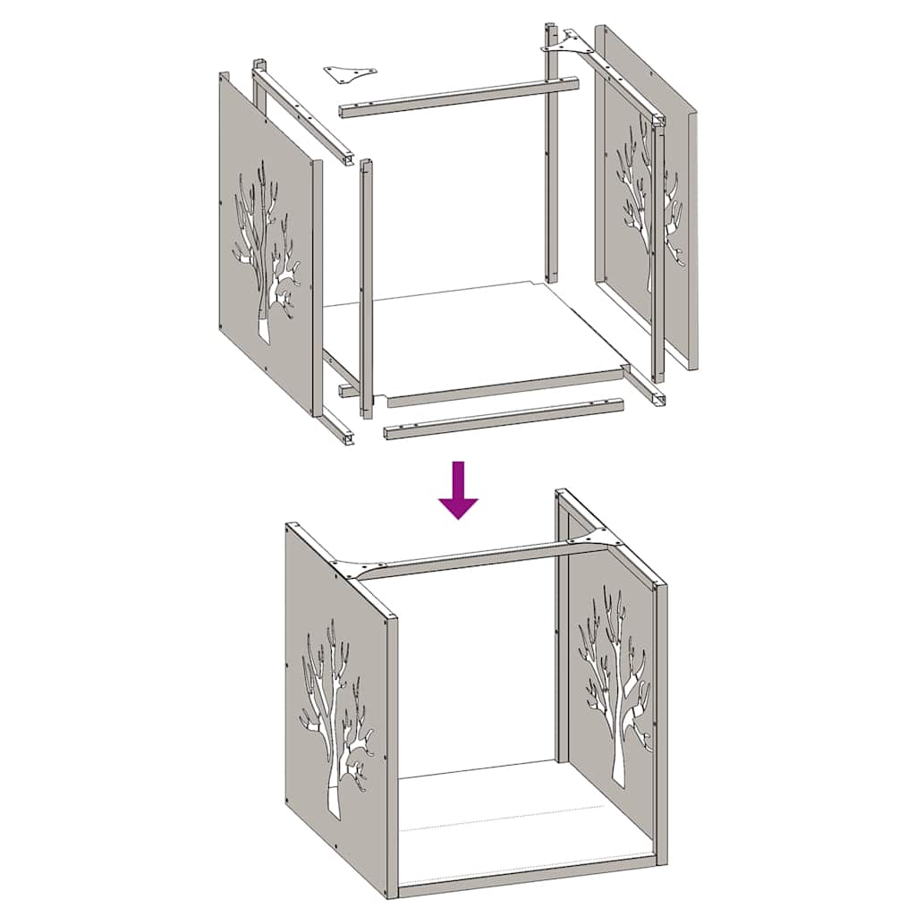 Firewood Rack White 40x40x40 cm Cold-rolled steel