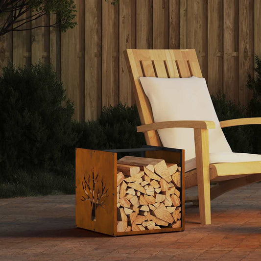 vidaXL Firewood Rack 40x40x40 cm Weathering Steel