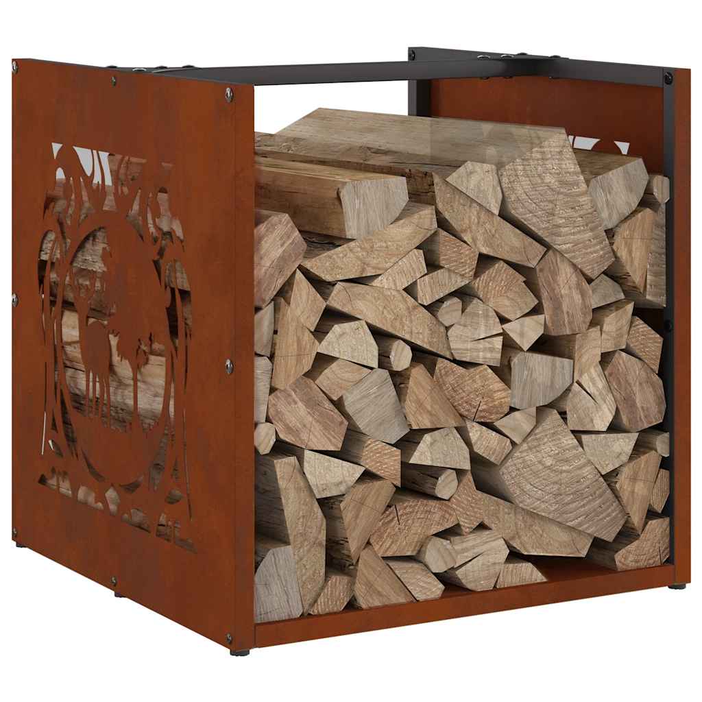 Firewood Rack 40x40x40 cm Weathering Steel
