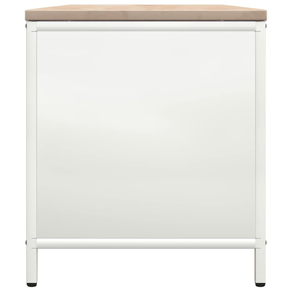 Firewood Rack with Wooden Top White 100.5x35.5x40 cm