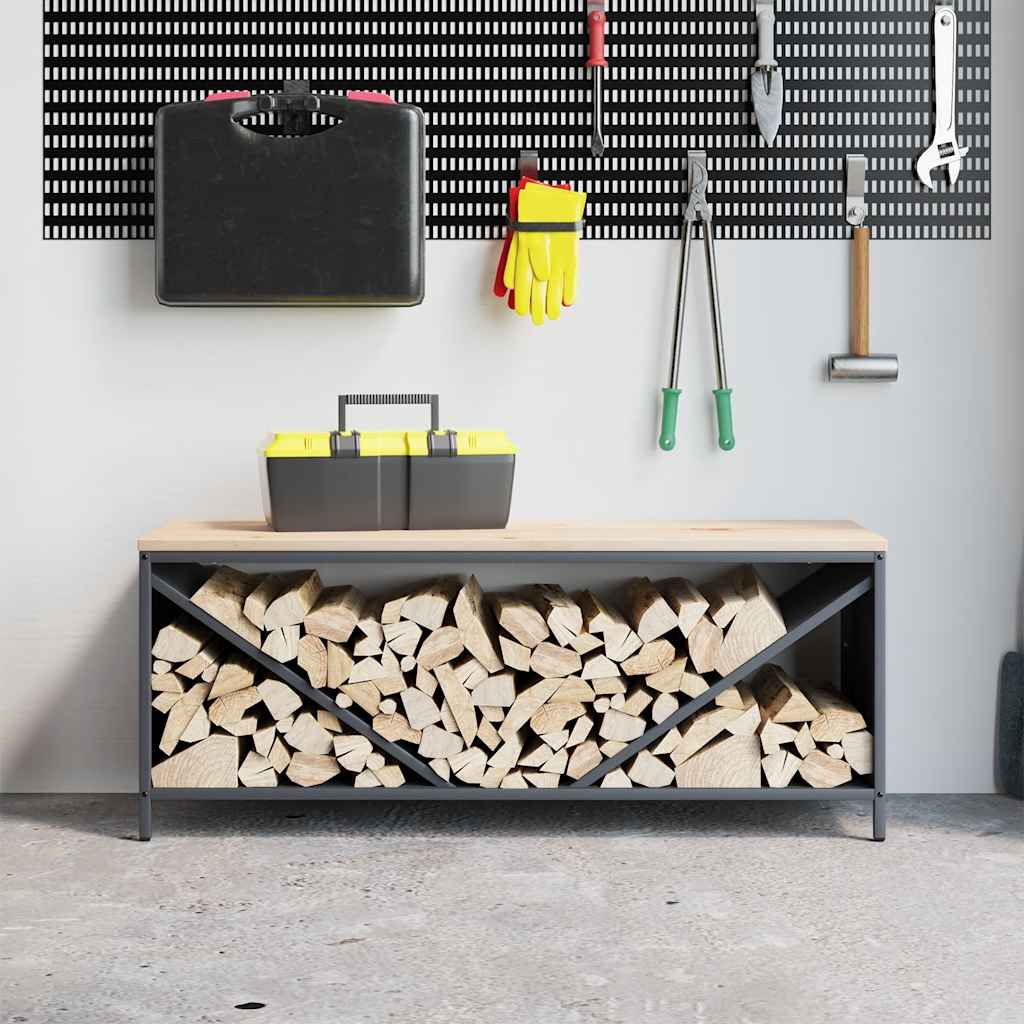 Firewood Rack with Wooden Top Anthracite 100.5x35.5x40 cm