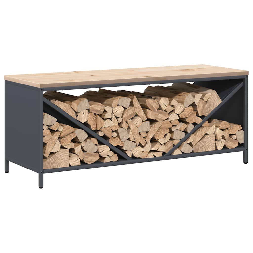 Firewood Rack with Wooden Top Anthracite 100.5x35.5x40 cm