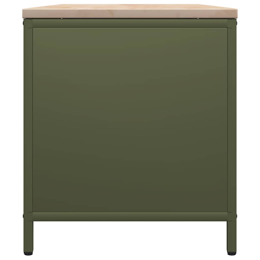 Firewood Rack with Wooden Top Olive Green 100.5x35.5x40 cm