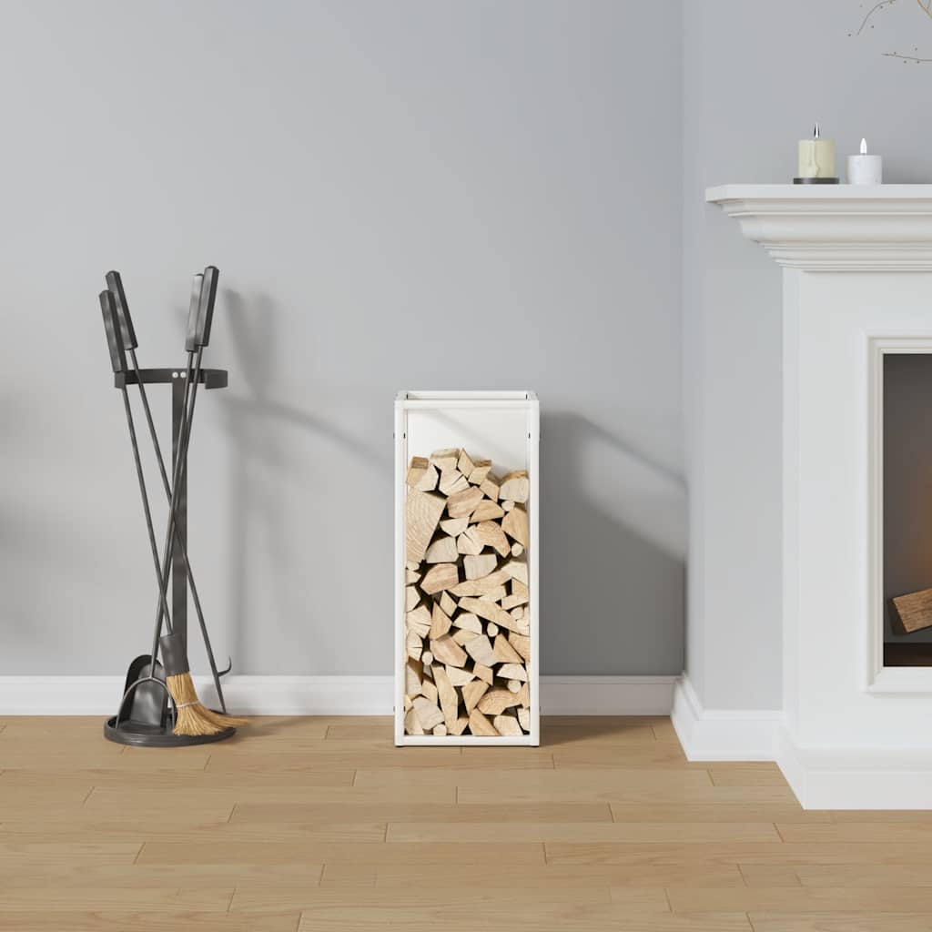 Firewood Rack White 25x25x60 cm Cold-rolled steel