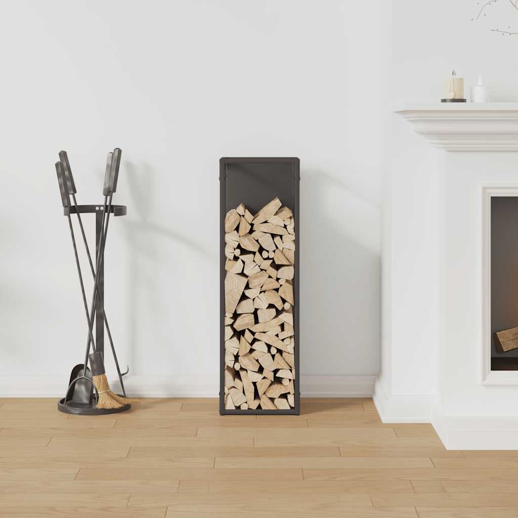 Firewood Rack Black 25x25x80 cm Cold-rolled steel