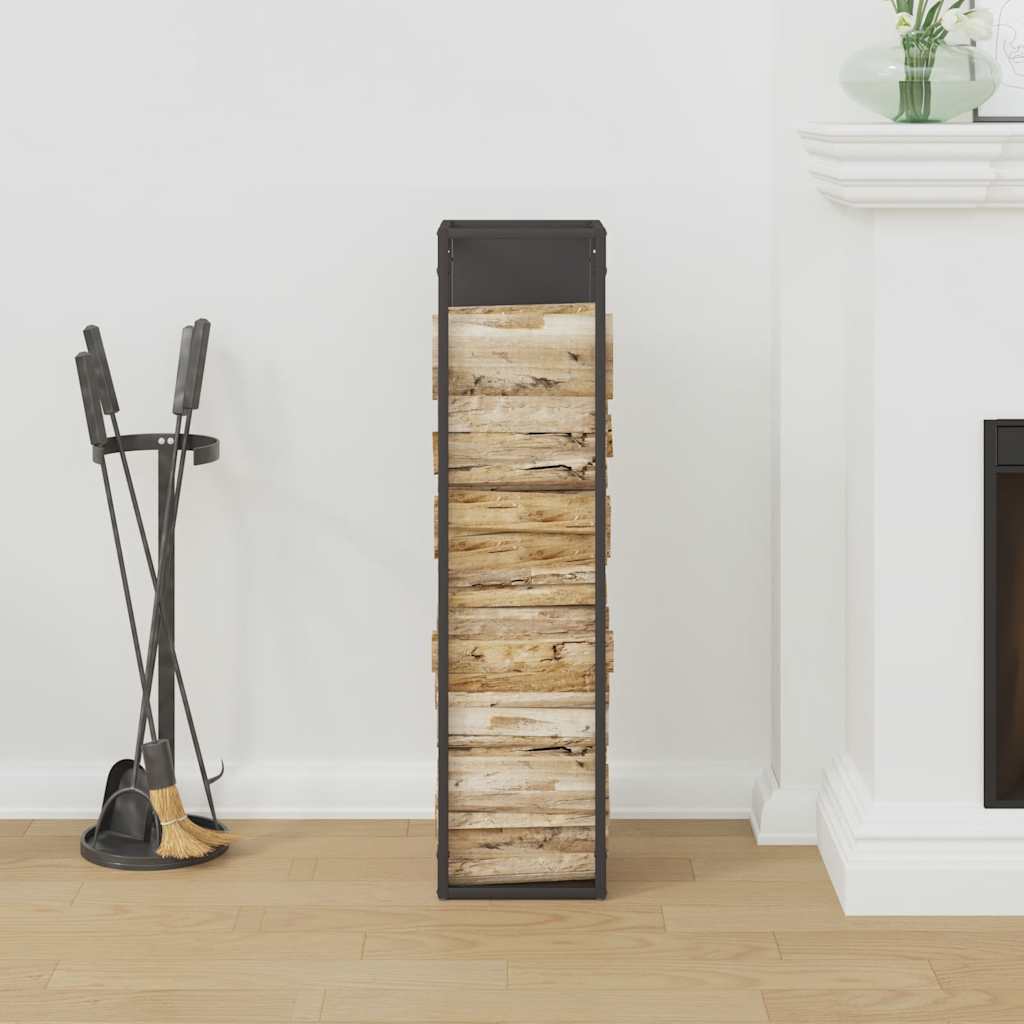 Firewood Rack Black 25x25x100 cm Cold-rolled steel