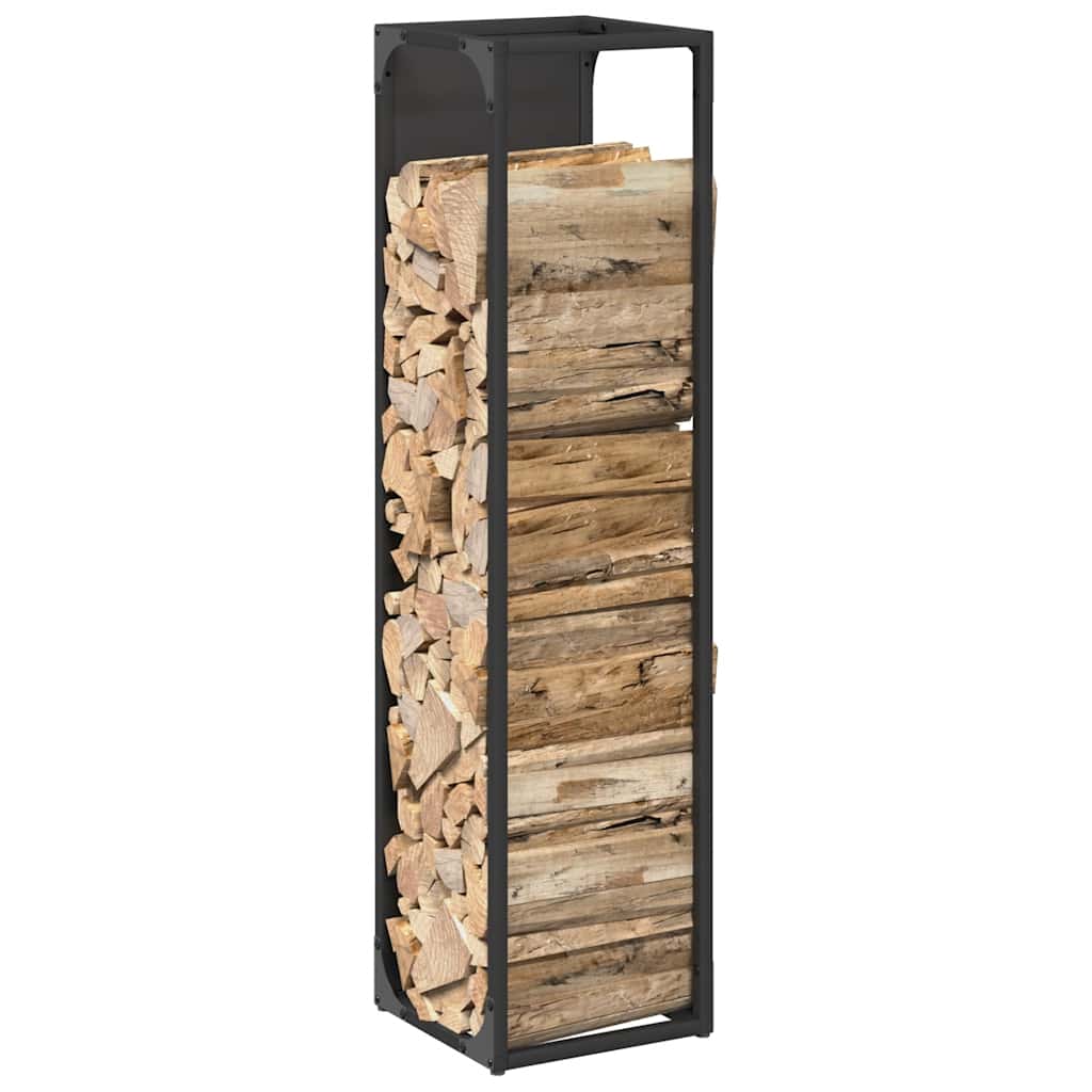 Firewood Rack Black 25x25x100 cm Cold-rolled steel