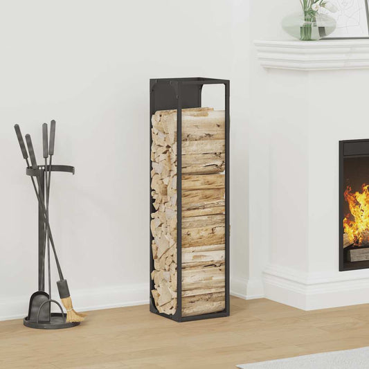 vidaXL Firewood Rack Black 25x25x100 cm Cold-rolled steel
