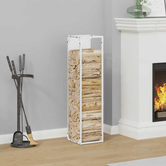 vidaXL Firewood Rack White 25x25x100 cm Cold-rolled steel