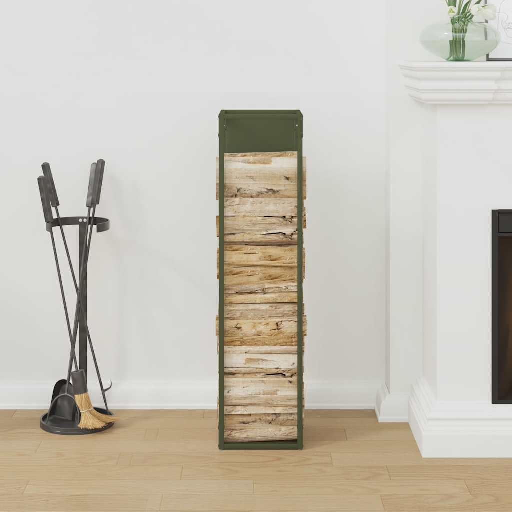 Firewood Rack Olive Green 25x25x100 cm Cold-rolled steel
