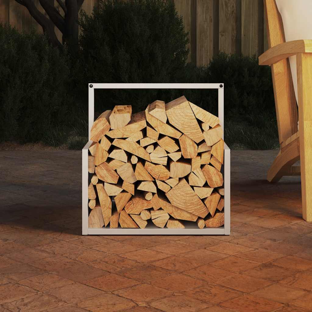 Firewood Rack White 40x40x40 cm Cold-rolled steel