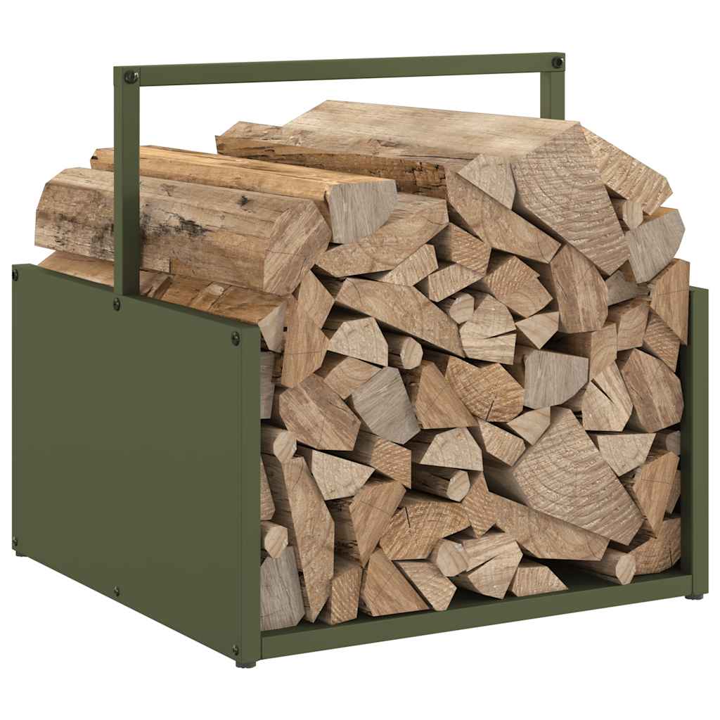 vidaXL Firewood Rack Olive Green 40x40x40 cm Cold-rolled steel
