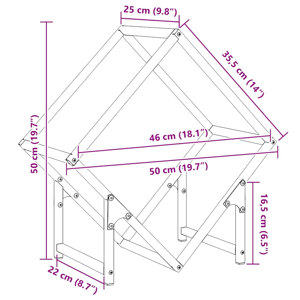 Firewood Rack Black 50x25x50 cm Cold-rolled steel