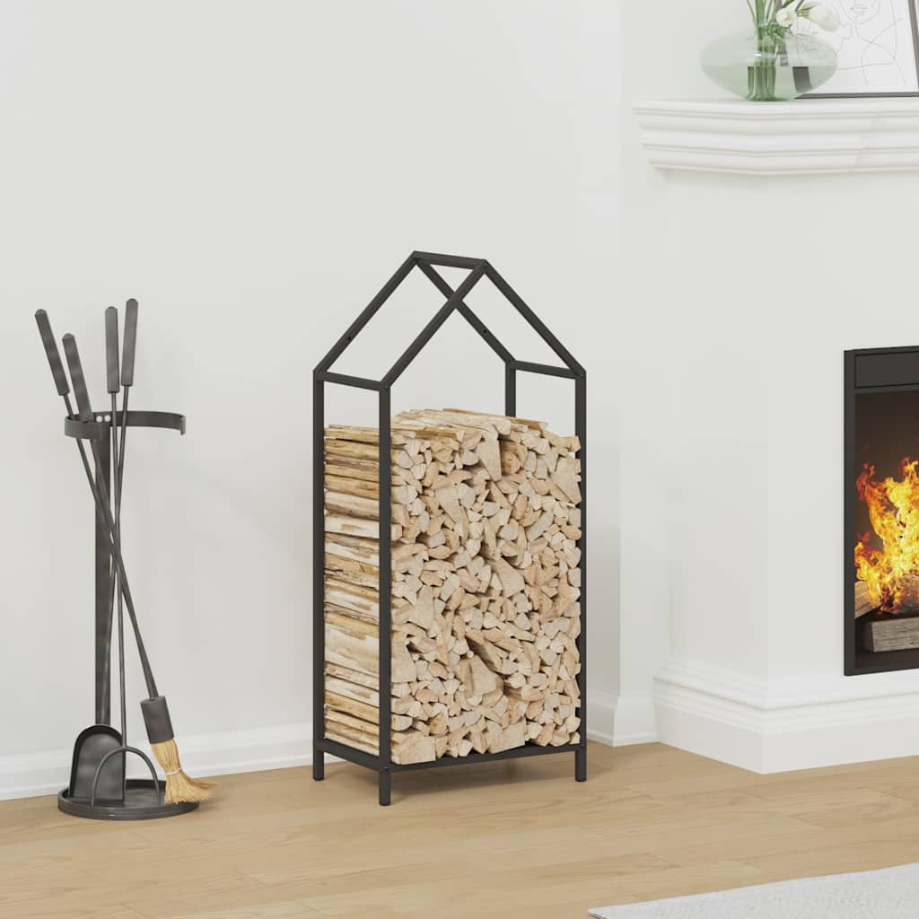 Firewood Rack Black 40x25x90 cm Cold-rolled steel