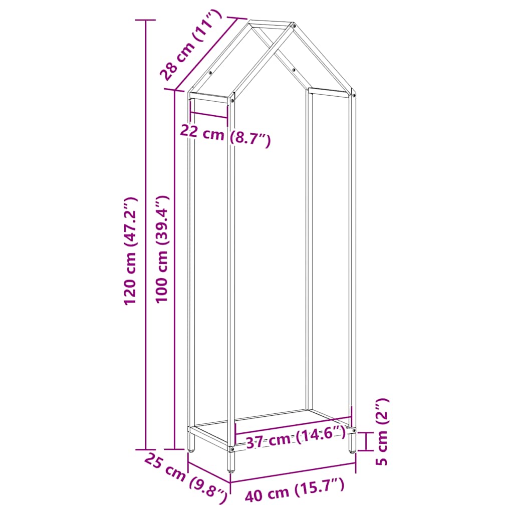 Firewood Rack White 40x25x120 cm Cold-rolled steel