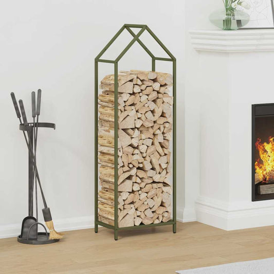 vidaXL Firewood Rack Olive Green 40x25x120 cm Cold-rolled steel