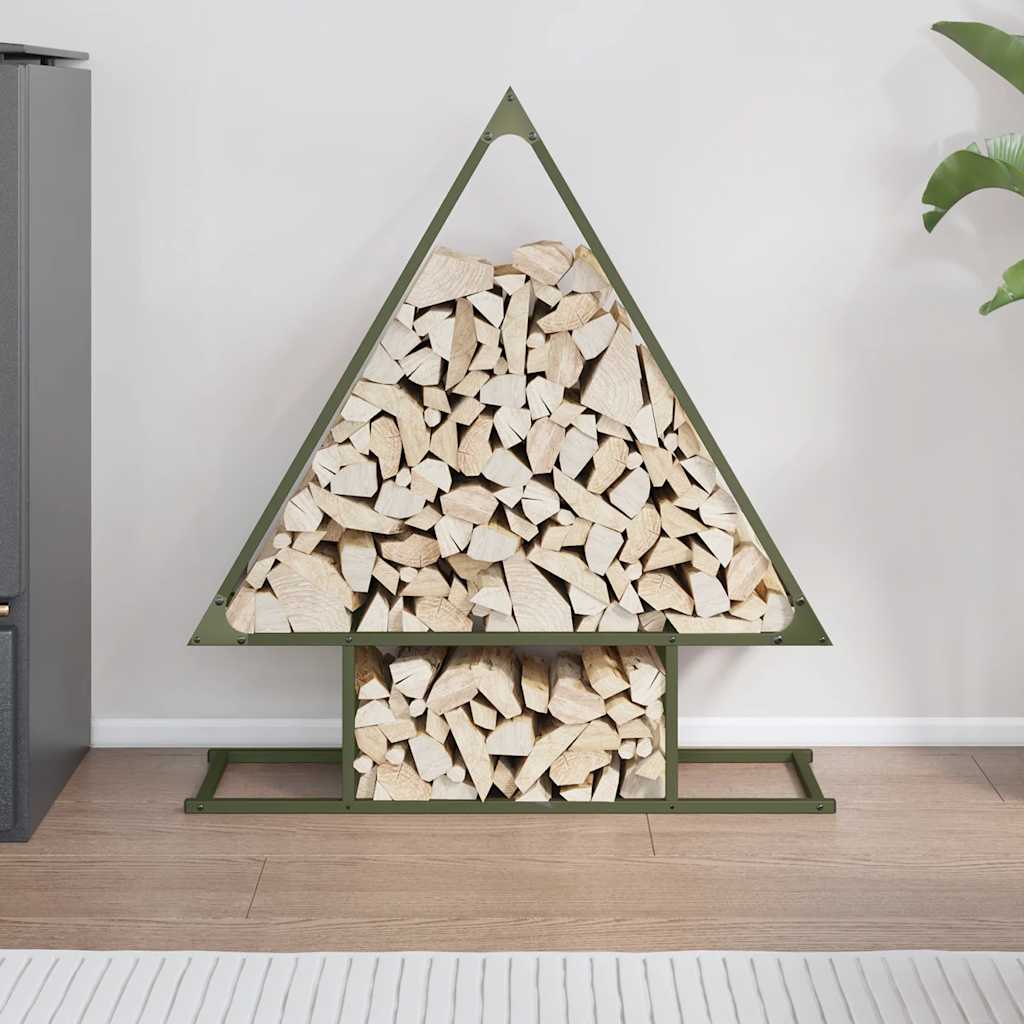 Firewood Rack Olive Green 80x25x90 cm Cold-rolled steel