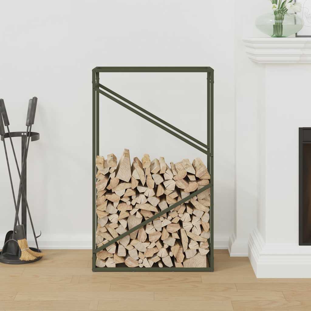 vidaXL Firewood Rack Olive Green 60x25x100 cm Cold-rolled steel
