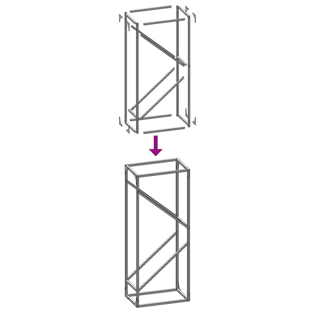 vidaXL Firewood Rack Black 40x25x100 cm Cold-rolled steel