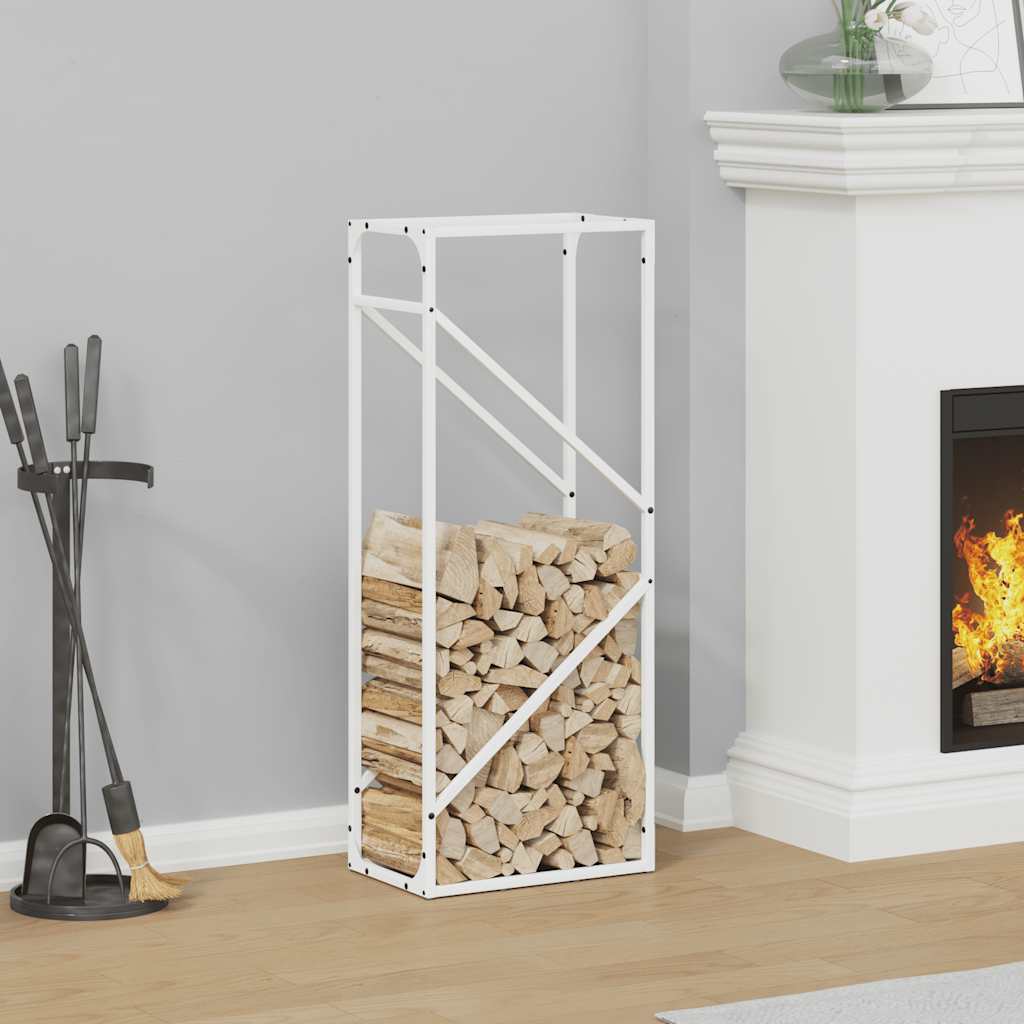 vidaXL Firewood Rack White 40x25x100 cm Cold-rolled steel