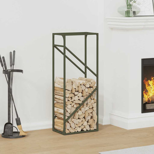 vidaXL Firewood Rack Olive Green 40x25x100 cm Cold-rolled steel