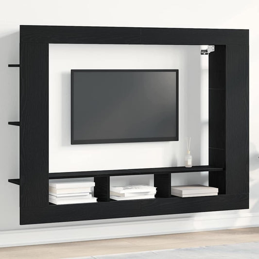 TV Cabinet 152 x 22 x 113 cm Black oak Engineered wood