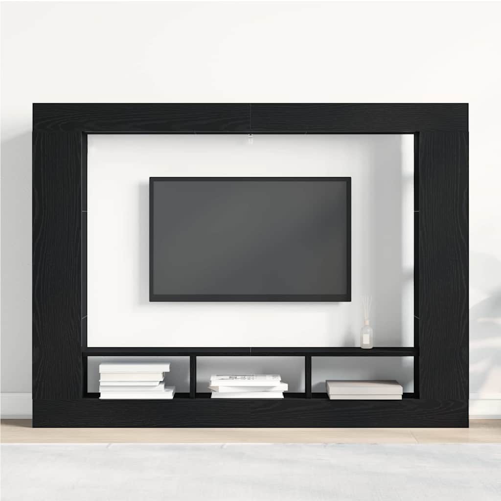 TV Cabinet 152 x 22 x 113 cm Black oak Engineered wood
