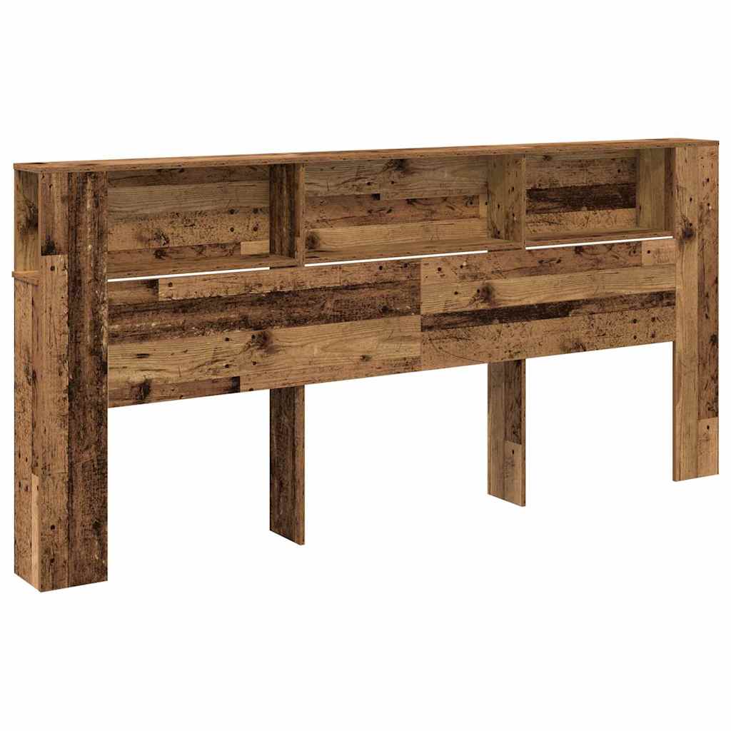 Headboard Cabinet with Shelf Old Wood 220 x 18.5 x 102.5 cm