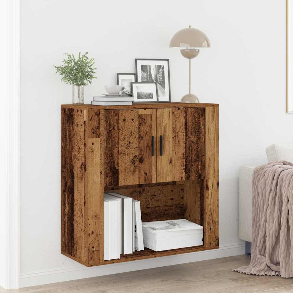 Wall Cabinet with Door Old Wood 80 x 33 x 80 cm Engineered Wood