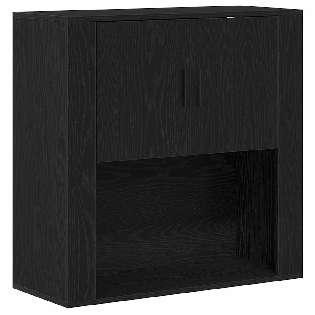 Wall Cabinet Black Oak 80 x 33 x 80 cm Engineered Wood