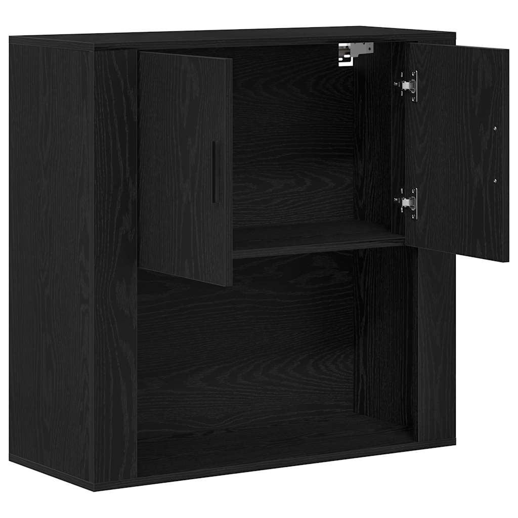 Wall Cabinet Black Oak 80 x 33 x 80 cm Engineered Wood