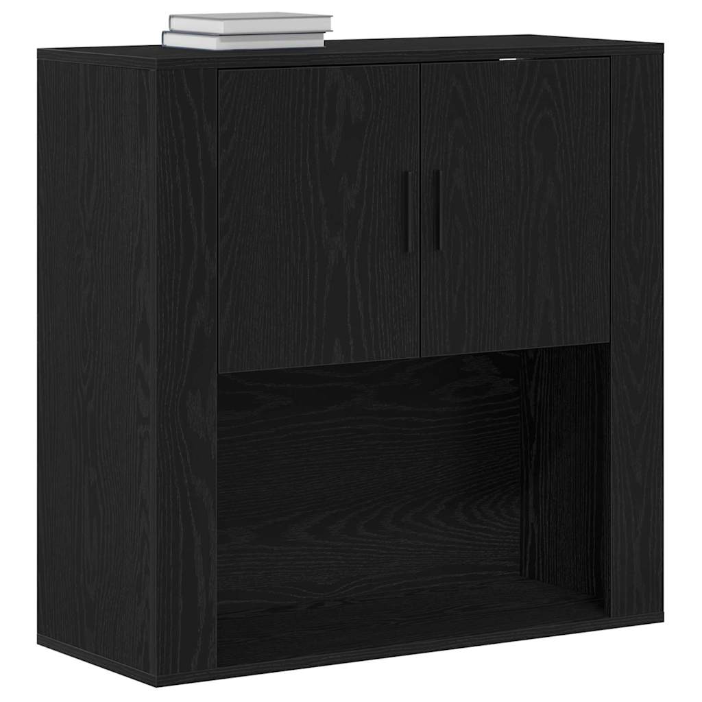 Wall Cabinet Black Oak 80 x 33 x 80 cm Engineered Wood