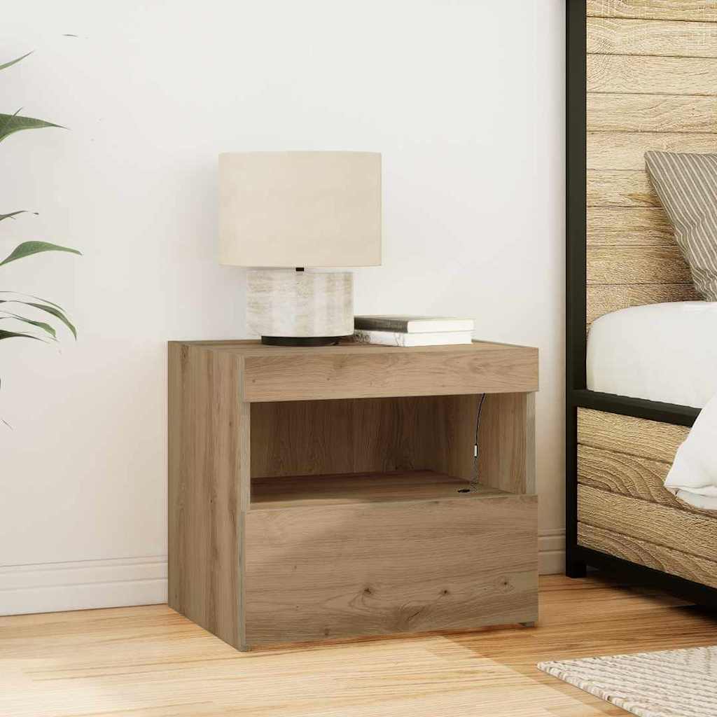 Bedside Cabinet with Drawer 2 pcs Artisan Oak 50 x 40 x 45 cm
