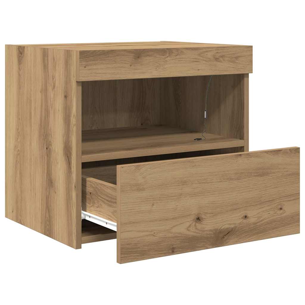 Bedside Cabinet with Drawer 2 pcs Artisan Oak 50 x 40 x 45 cm