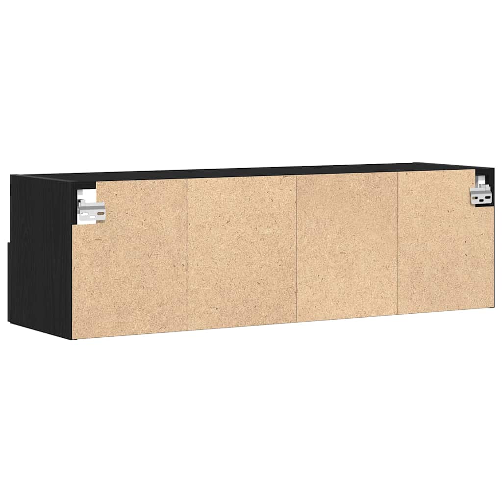 TV Wall Cabinet Black Oak 100 x 30 x 30 cm Engineered Wood