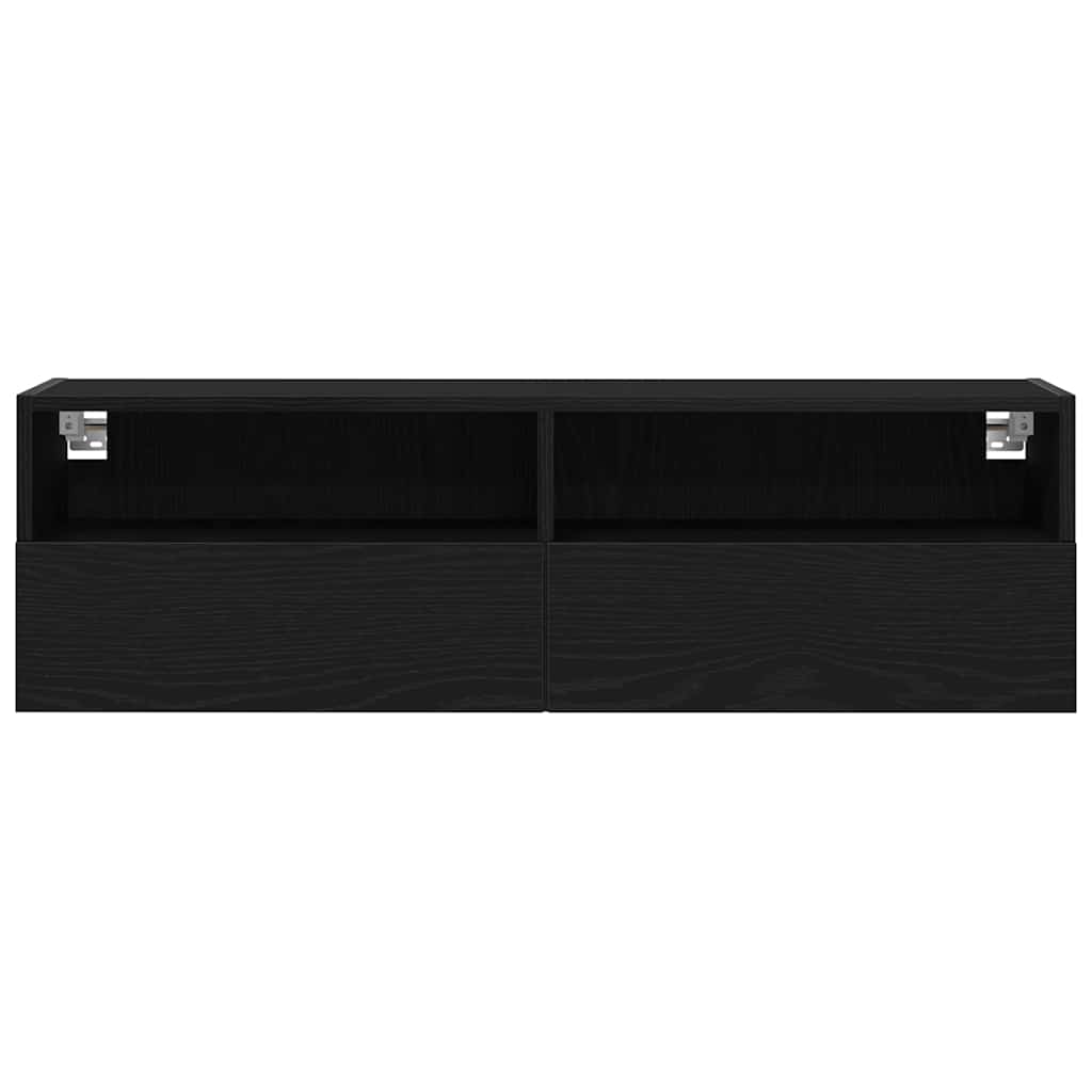 TV Wall Cabinet Black Oak 100 x 30 x 30 cm Engineered Wood