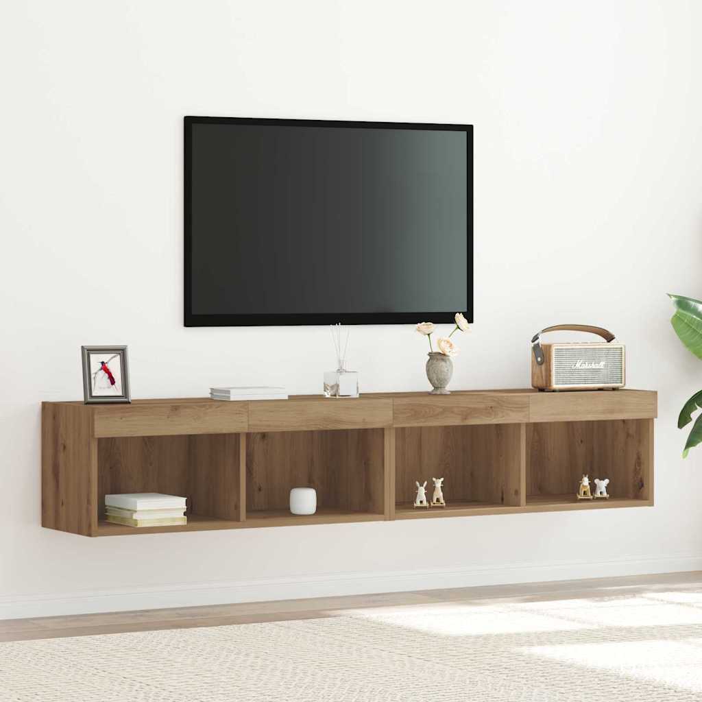 TV Cabinet Set with LED 2 pcs Artisan Oak 80 x 30 x 30 cm