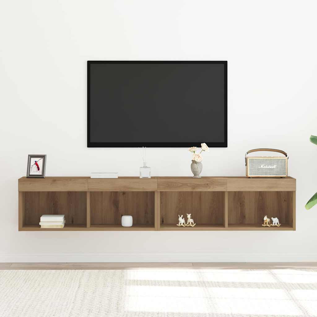 TV Cabinet Set with LED 2 pcs Artisan Oak 80 x 30 x 30 cm