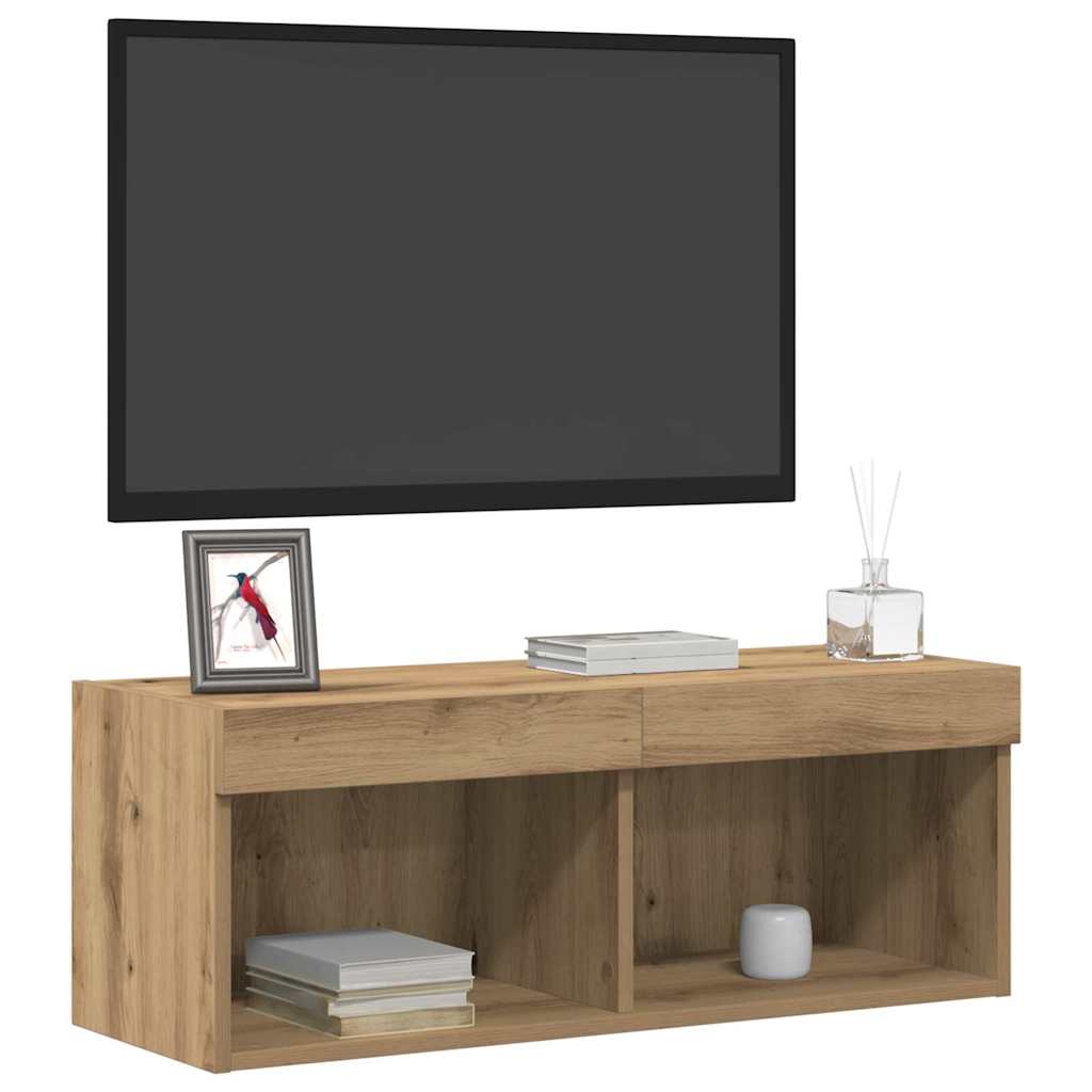 TV Cabinet Set with LED 2 pcs Artisan Oak 80 x 30 x 30 cm