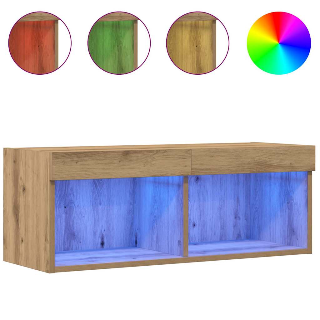 TV Cabinet Set with LED 2 pcs Artisan Oak 80 x 30 x 30 cm