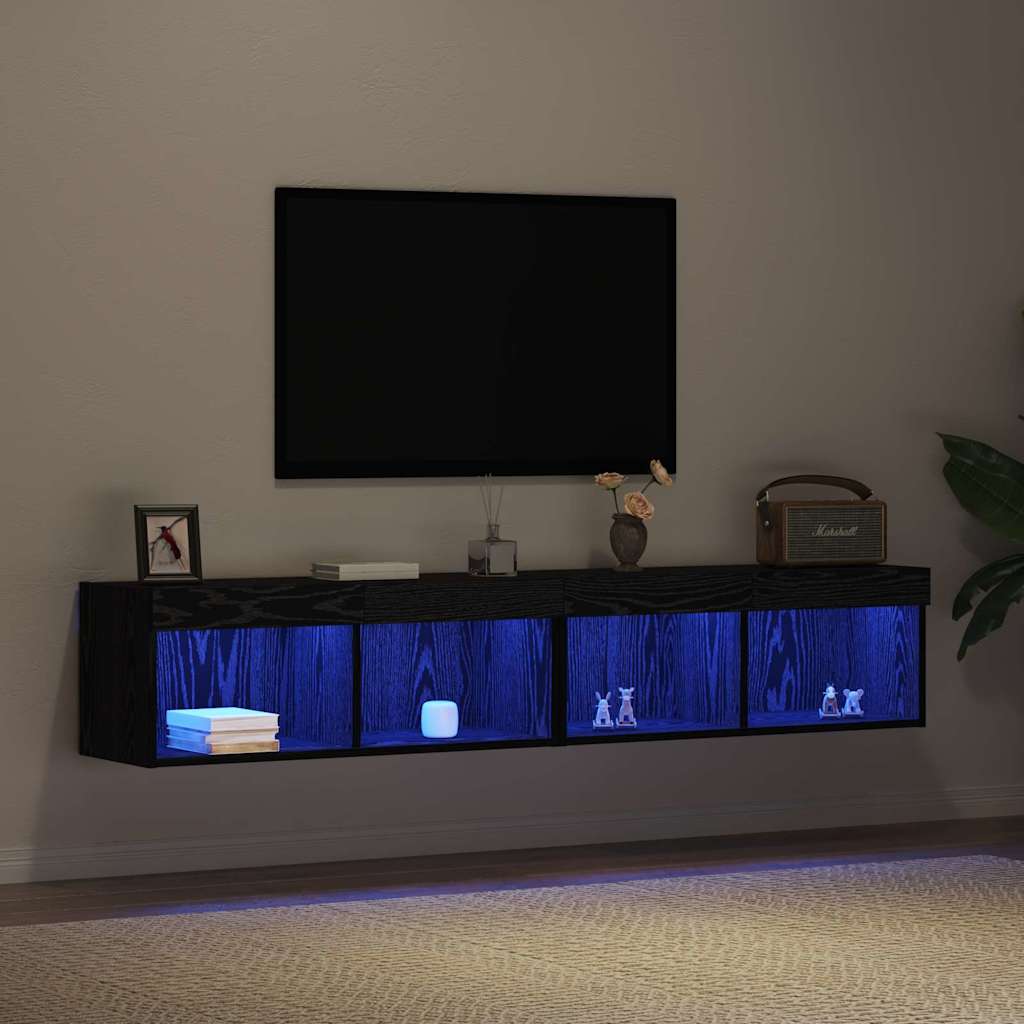 TV Cabinet Set 2 pcs Black oak 80 x 30 x 30 cm Engineered Wood