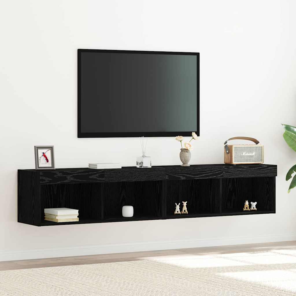 TV Cabinet Set 2 pcs Black oak 80 x 30 x 30 cm Engineered Wood