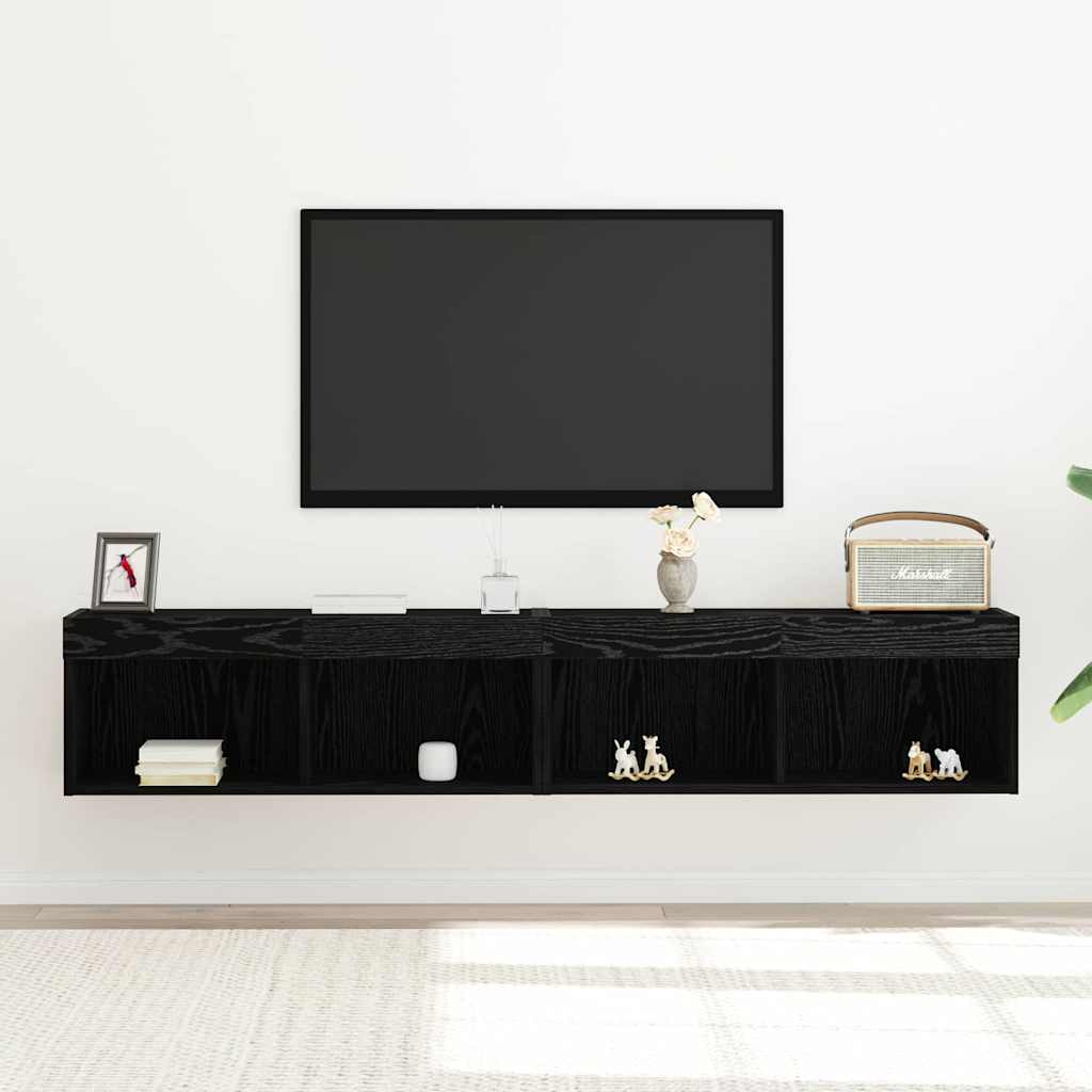 TV Cabinet Set 2 pcs Black oak 80 x 30 x 30 cm Engineered Wood