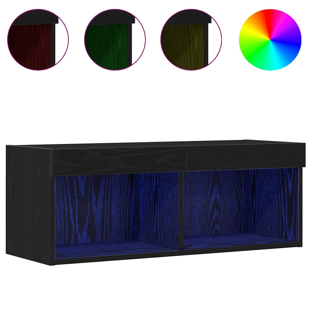 TV Cabinet Set 2 pcs Black oak 80 x 30 x 30 cm Engineered Wood